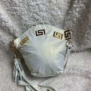 Paris Leather New York leather marble white bucket shoulder gold tone ac…